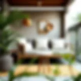 Elegant 20 inch garden stool in a modern patio setting