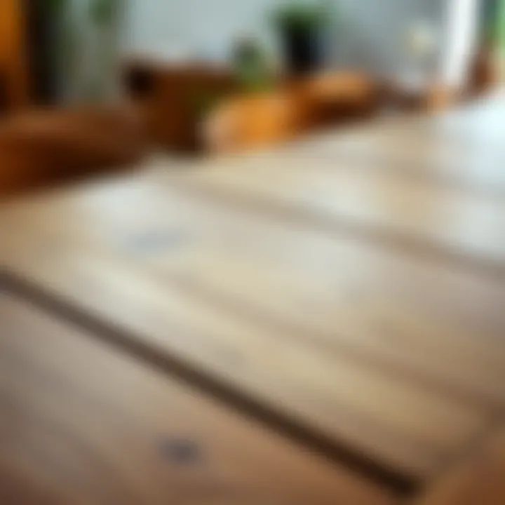 Close-up of a finely crafted wooden table showcasing detailed grain