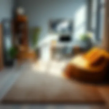 Modern workspace featuring a stylish 8x10 area rug