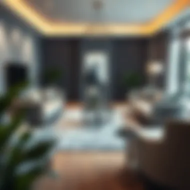 A beautifully arranged indoor living space featuring a stylish area rug.