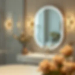 Elegant light up magnification mirror in a stylish bathroom setting