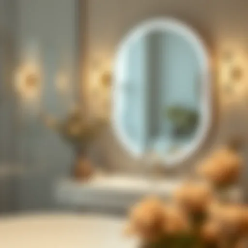 Elegant light up magnification mirror in a stylish bathroom setting