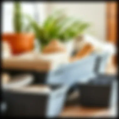 Various materials used in long shallow storage bins