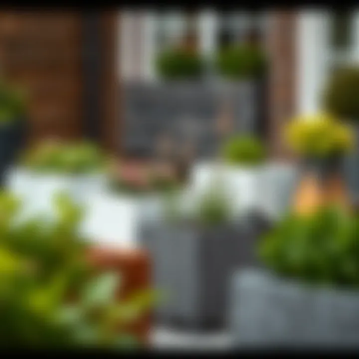 A variety of plant boxes showcasing different materials and designs