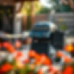 Compact BBQ grill with side burner in a stylish outdoor setting