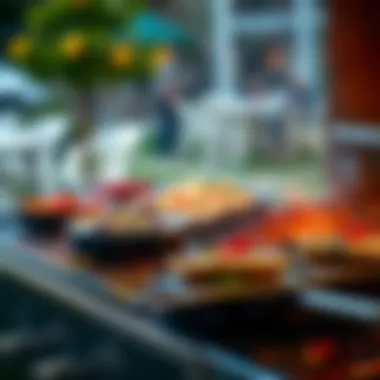 Gourmet dishes prepared on a small BBQ grill with side burner