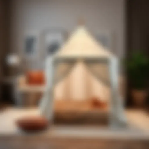 Elegant small play tent in a stylish living room setting