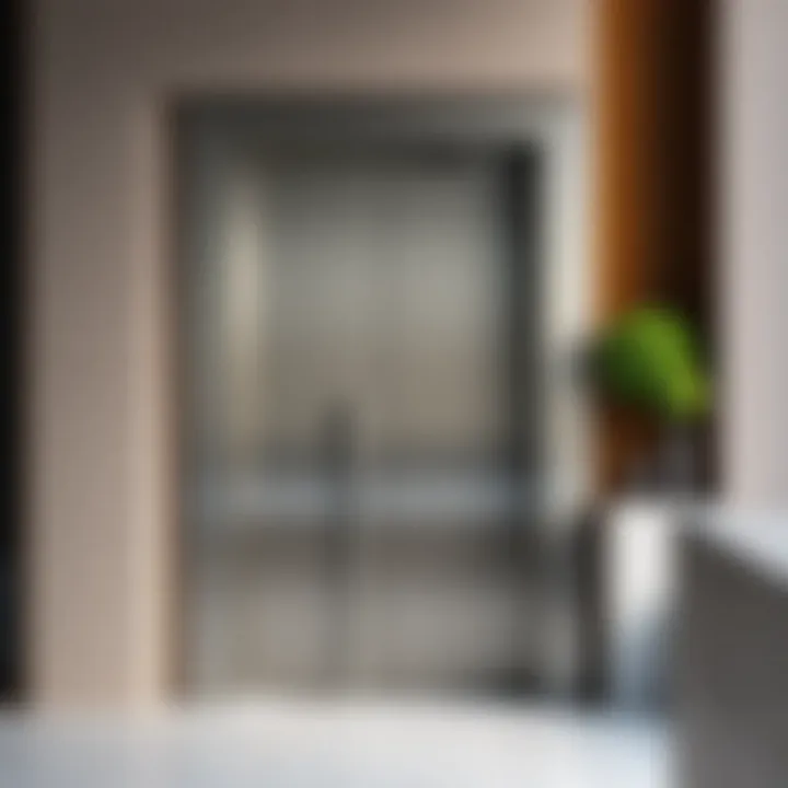 Close-up of steel door materials and finishes