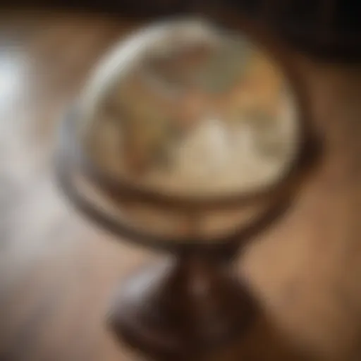 Intricately designed antique floor globe showcasing historical cartography