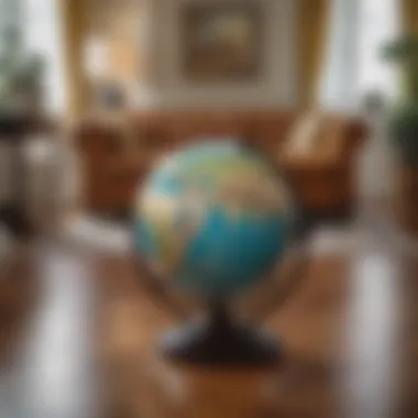 Artistic floor globe as a decorative centerpiece in a stylish living room