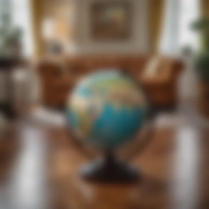 Artistic floor globe as a decorative centerpiece in a stylish living room