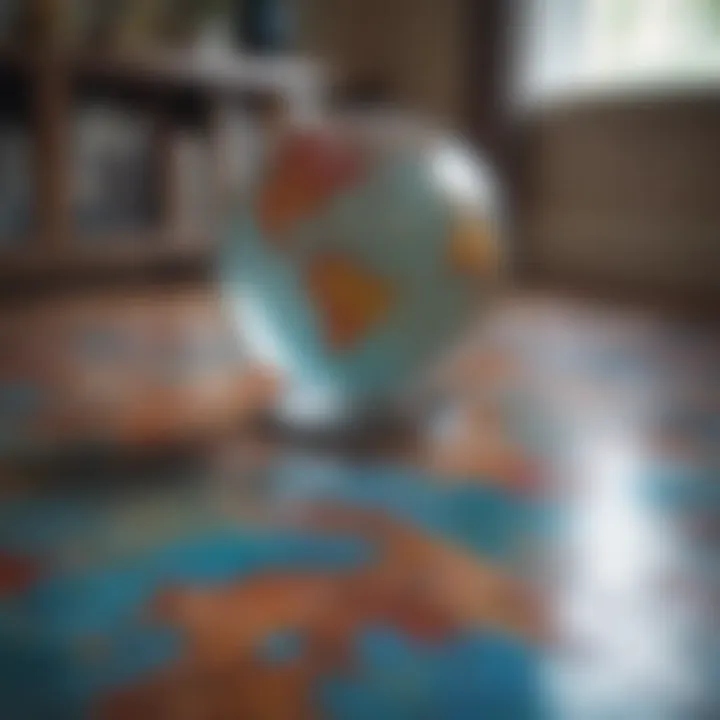 Modern floor globe featuring a contemporary design and vibrant colors