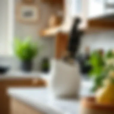 Aesthetic ceramic knife holder blending with kitchen decor