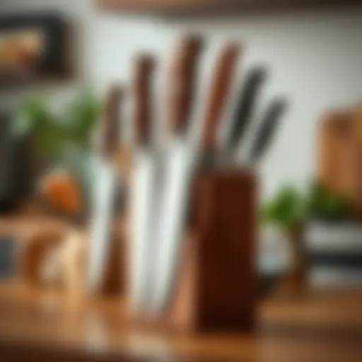 Elegant wooden knife set holder showcasing craftsmanship