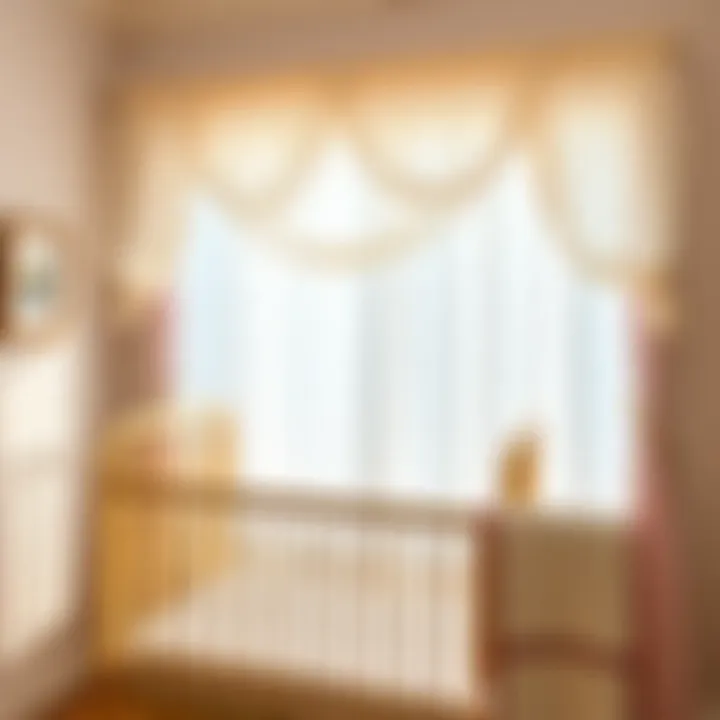 Elegant sheer valance cascading over a crib