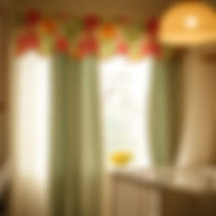 Vibrant floral-patterned valance enhancing room brightness