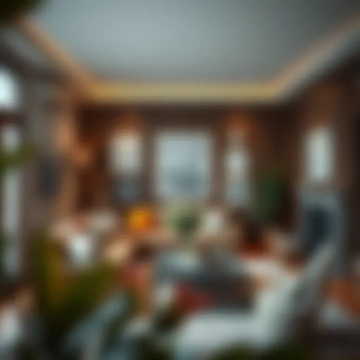 A cozy living room featuring various decor styles enhanced by thin brown picture frames.