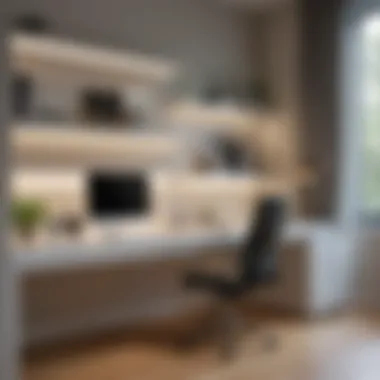 Sleek Home Office with Under Counter Strip Lights Installation of under counter strip lights in a sleek home office