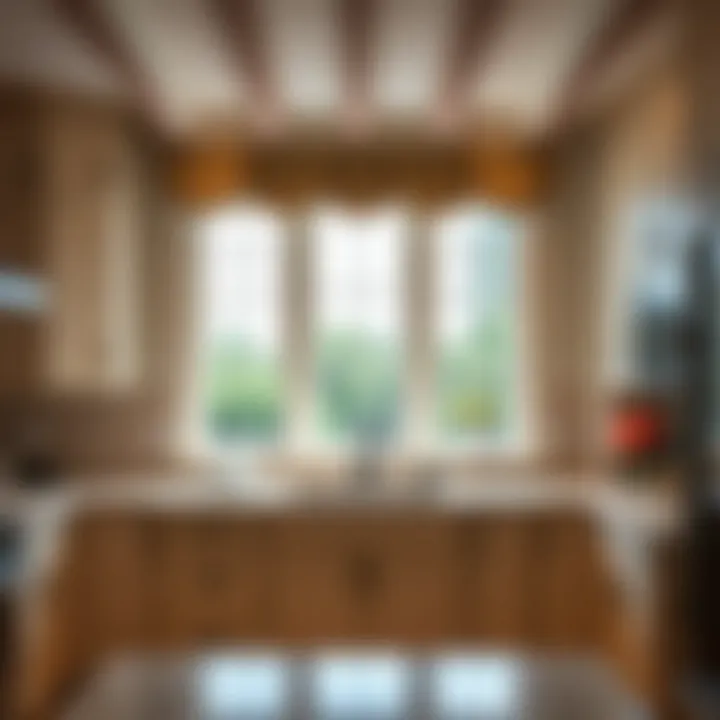 Stylish kitchen with bay window and valance