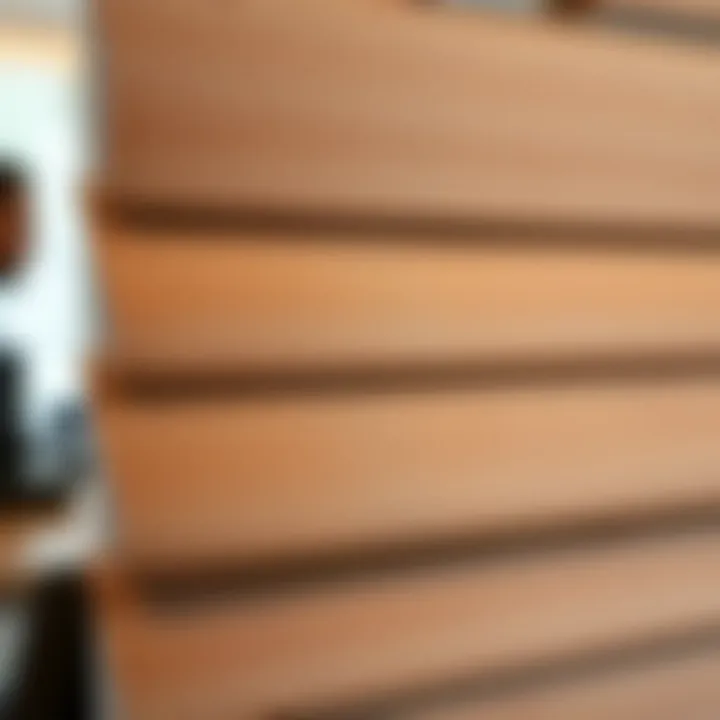 Close-up of 2 inch faux wood texture and finish