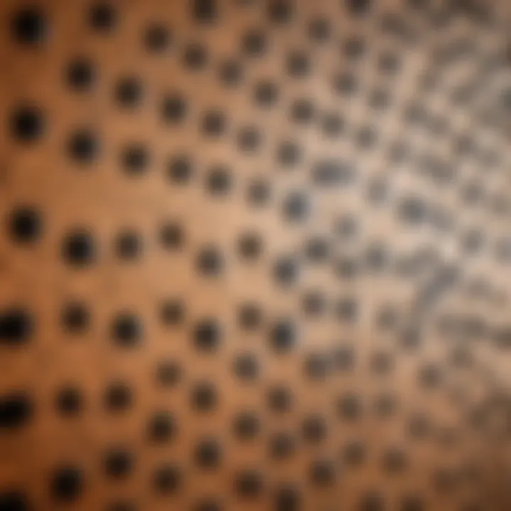 Close-up of pegboard materials and textures