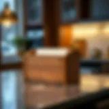 Elegant wooden mail holder on a stylish kitchen counter