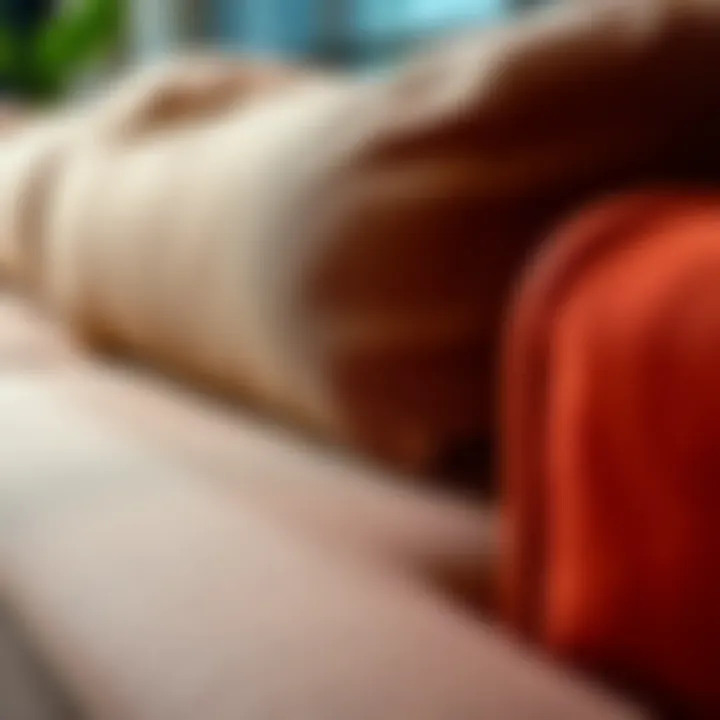 Close-up of high-quality sofa materials and textures