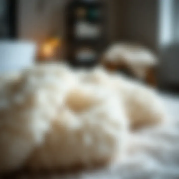 Close-up of soft materials used in fluffy bath rugs