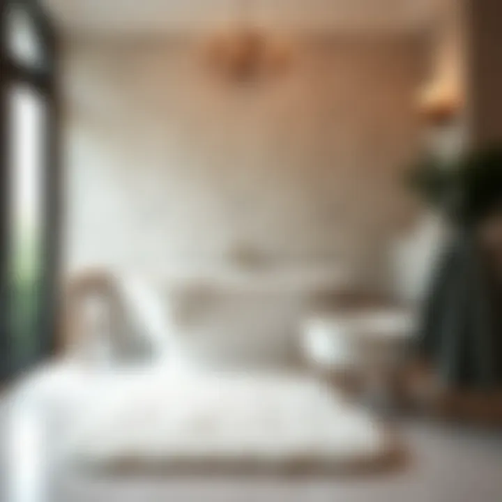 Stylish bathroom featuring a fluffy bath rug enhancing decor