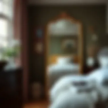 Chic free standing wall mirror enhancing a bedroom decor