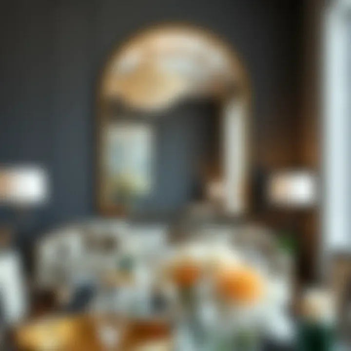 Elegant free standing wall mirror in a modern living room setting