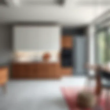 Stylish freestanding cabinets in a minimalist kitchen setting