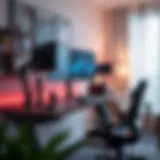 Ergonomic gaming desk with monitor stands