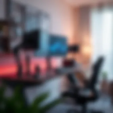 Ergonomic gaming desk with monitor stands