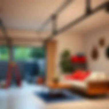 Installation of a garage curtain rod in a practical setting