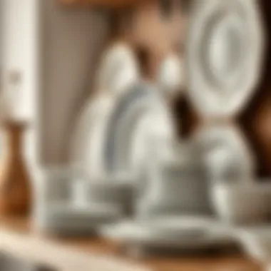 Artistic arrangement of plates on a shelf, emphasizing their role as decor elements in home design.