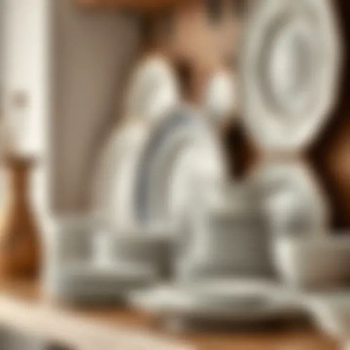 Artistic arrangement of plates on a shelf, emphasizing their role as decor elements in home design.