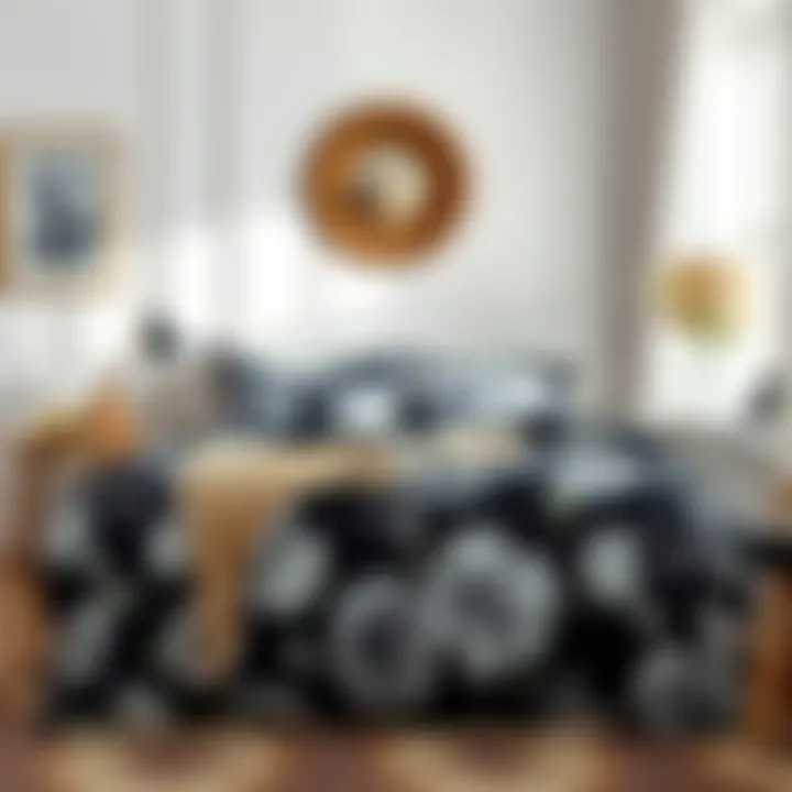 Elegant floral black and white duvet cover