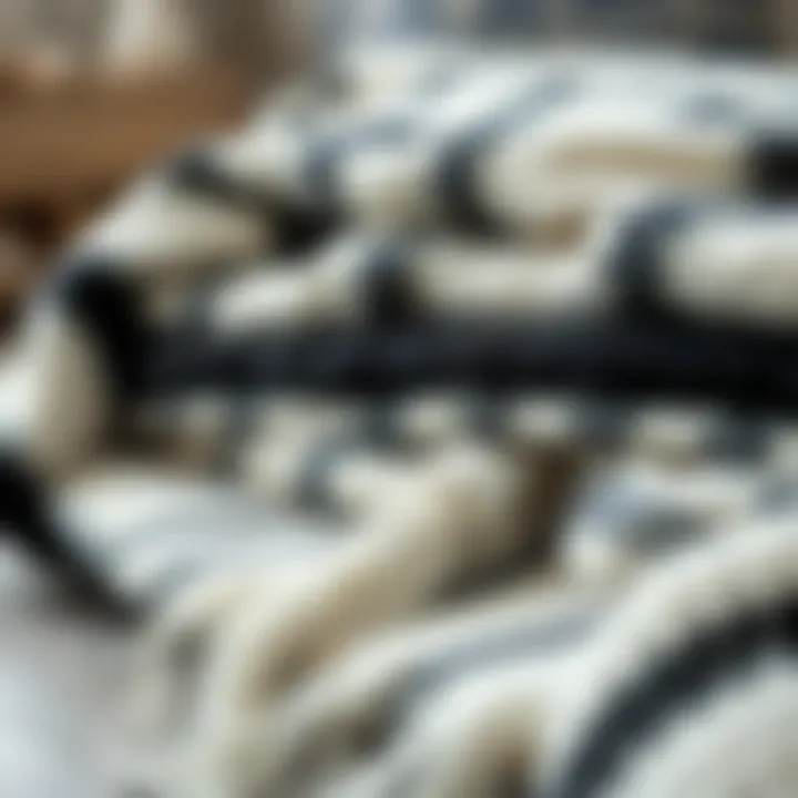 Cozy textured black and white throw blankets