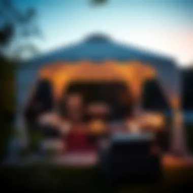 Innovative outdoor living space blending furniture and tent elements