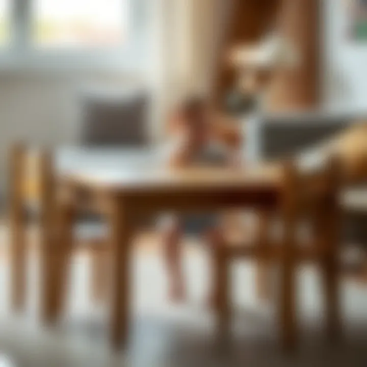 Child enjoying playtime at the wooden table