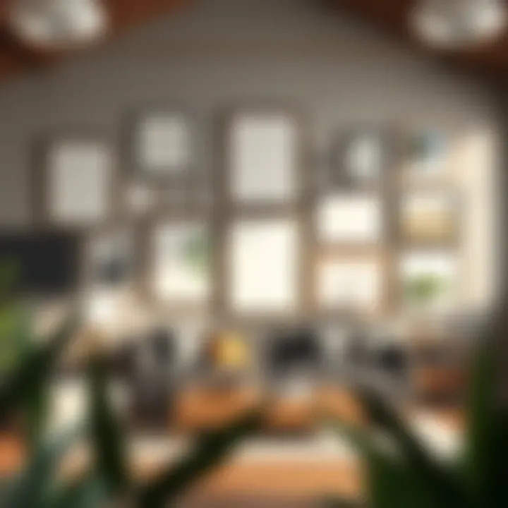 Creative placement of large wall frames in a gallery-style setup