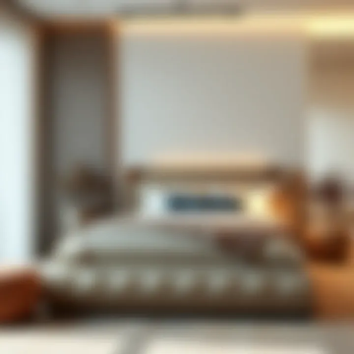 Luxurious upholstered bed in a minimalist bedroom