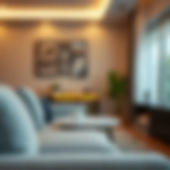 Close-up view of LED light strip installation on furniture