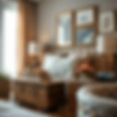 Organized under bed pillow storage with decorative boxes