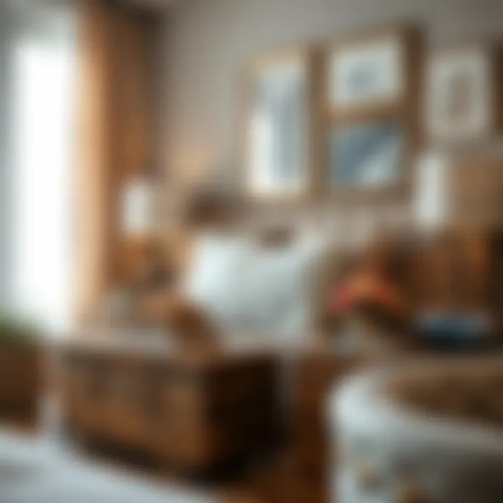 Organized under bed pillow storage with decorative boxes