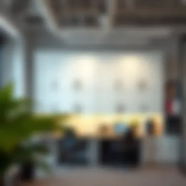 Installation of wall file cabinets in a contemporary workspace