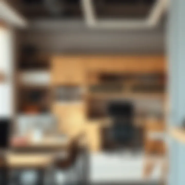 Organized office space featuring wall file cabinets