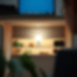 Sleek under-the-desk shelves with decorative items