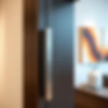 Close-up of the sleek design of a metal tambour door kit